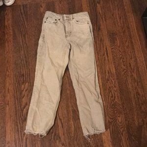 top shop tan straight jeans